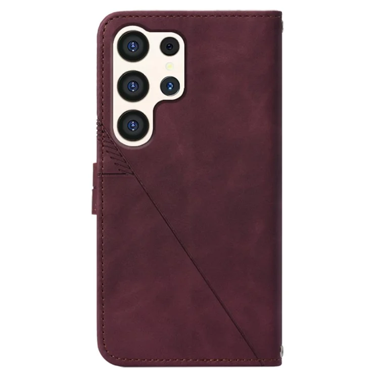 YB Imprinting Series-2 для Samsung Galaxy S24 Ultra Wallet Case Crossbody Leather Cover - Вино Красный