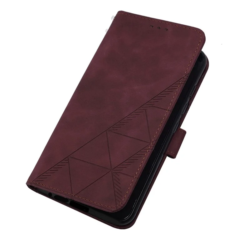 YB Imprinting Series-2 для Samsung Galaxy S24 Ultra Wallet Case Crossbody Leather Cover - Вино Красный