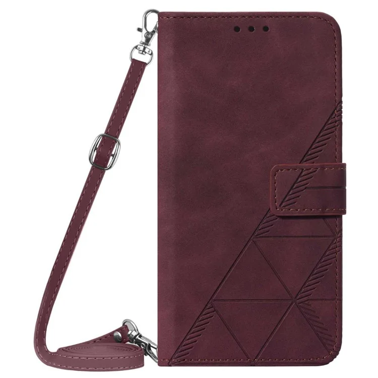 YB Imprinting Series-2 для Samsung Galaxy S24 Ultra Wallet Case Crossbody Leather Cover - Вино Красный