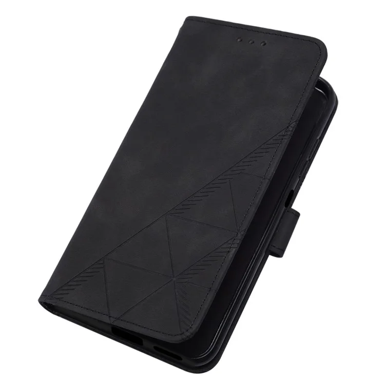 YB Imprinting Series-2 für Xiaomi Redmi 13C 4G / 13C 5G / 13R 5G / Poco M6 5G / Poco C65 4G Brieftasche Case mit Schultergurt - Schwarz