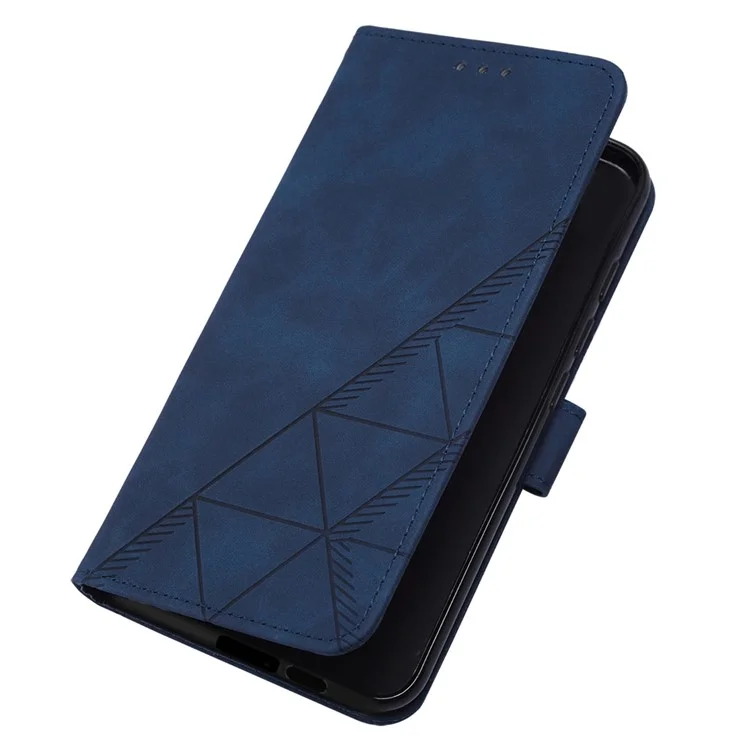 YB Imprinting Series-2 para Samsung Galaxy S24 Crossbody Leather Phone Case Lines Imprinted - Safira