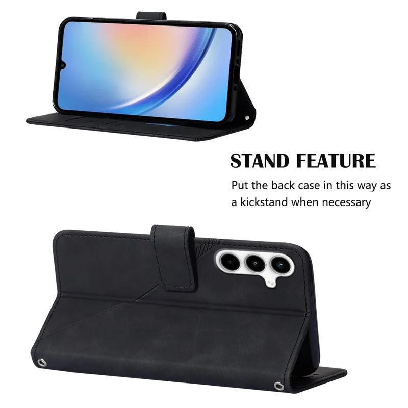 Série d'impression YB-2 pour étui portefeuille en cuir pour téléphone portable Samsung Galaxy A35 5G - Noir