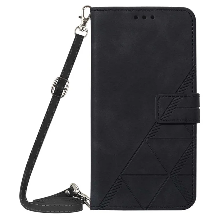 YB Imprinting Series-2 para Samsung Galaxy S24+ Funda Cartera Flip Cover con Correa de Hombro - Negro