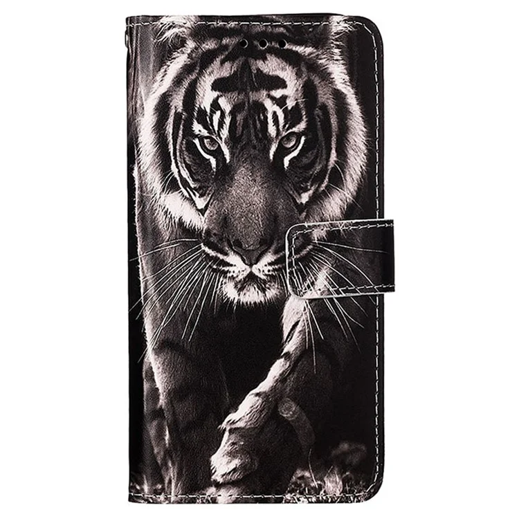 Série de Impressão de Padrão YB-4 para Xiaomi Redmi 13C 4G / 13C 5G / 13R 5G / Poco M6 5G / Poco C65 4G Leather Case Wallet - Tiger