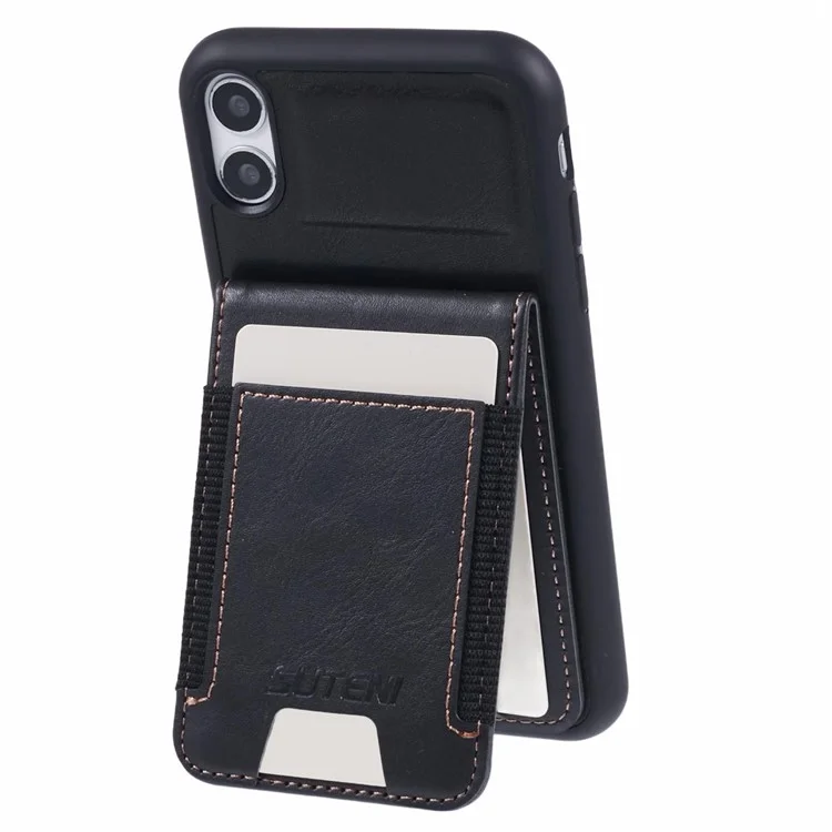 SUTENI H03 Funda para iPhone XR de 6.1 pulgadas, textura cerosa, soporte, resistente a golpes, cubierta protectora - Negro