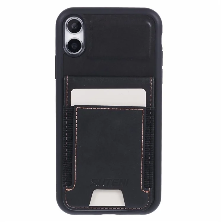 SUTENI H03 For iPhone XR 6.1 inch Case Waxy Textured Kickstand Shockproof Protective Cover - Black