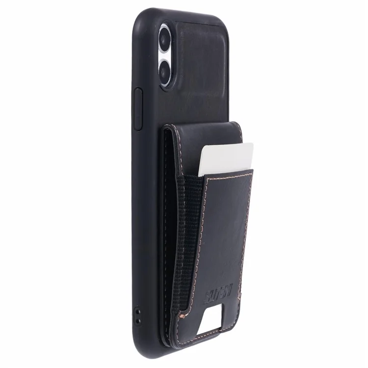 SUTENI H03 Funda para iPhone XR de 6.1 pulgadas, textura cerosa, soporte, resistente a golpes, cubierta protectora - Negro