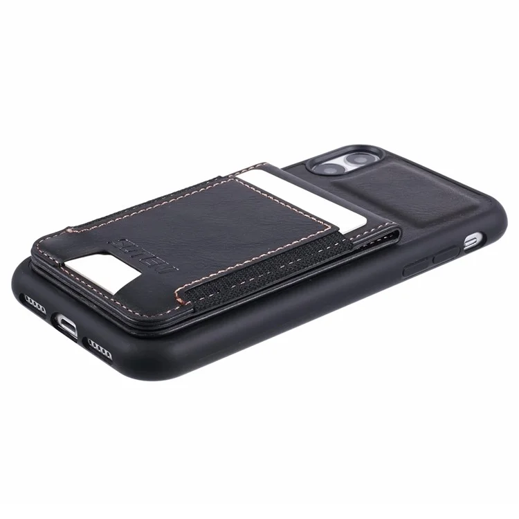 SUTENI H03 Funda para iPhone XR de 6.1 pulgadas, textura cerosa, soporte, resistente a golpes, cubierta protectora - Negro