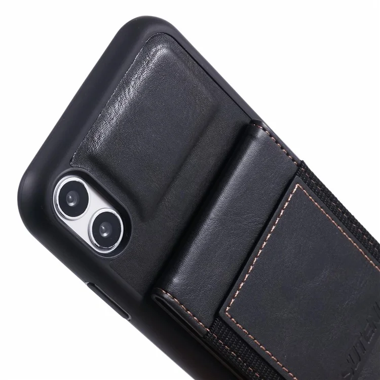 SUTENI H03 Funda para iPhone XR de 6.1 pulgadas, textura cerosa, soporte, resistente a golpes, cubierta protectora - Negro
