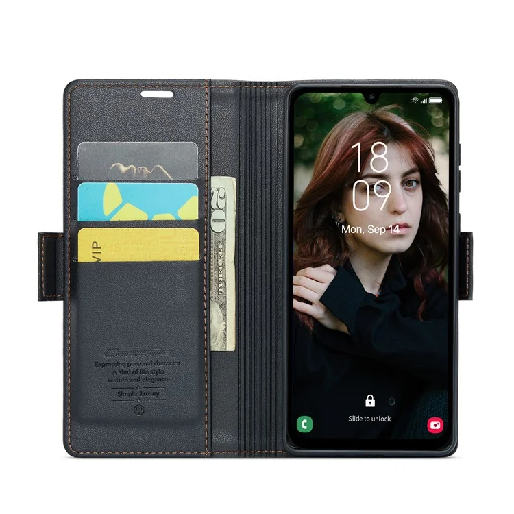 Serie Caseme 023 Per Samsung Galaxy A15 4G / A15 Custodia da 5G Telefono RFID Bloccando la Copertura Della Trama Litchi - Nero