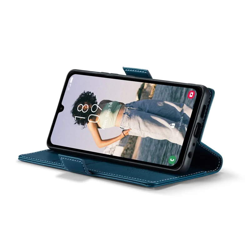 For Samsung Galaxy A15 4G / A15 5G Leather Case CASEME 023 RFID Blocking 3 Card Slot Mobile Cover - Blue