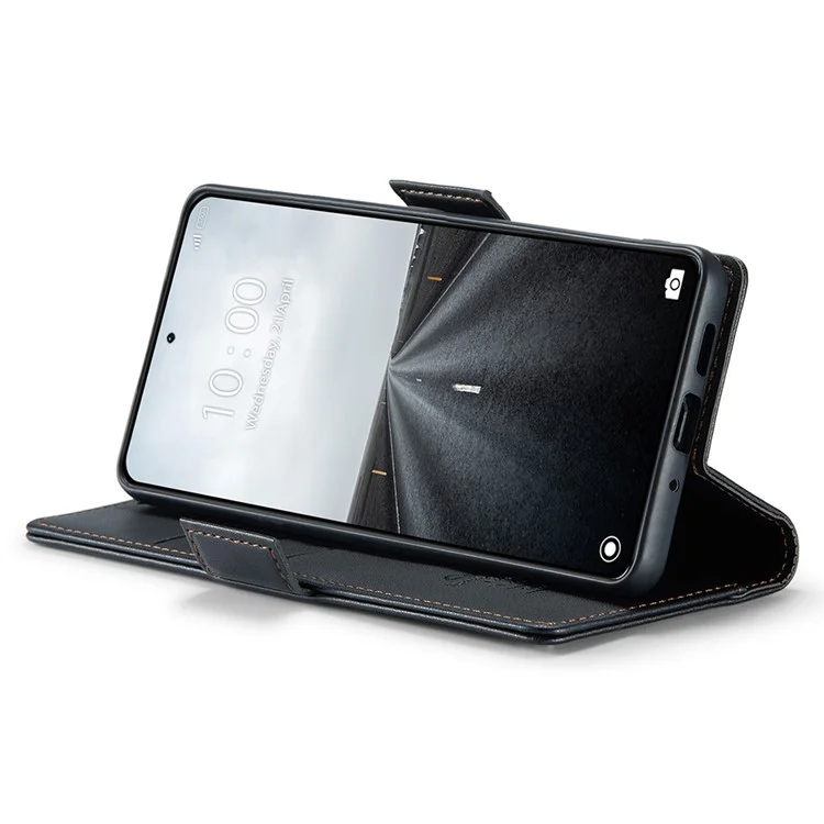 CASEME 023 Series Para Xiaomi 14 Pro Case RFID Blocking Glossy Stand Phone Cover - Preto