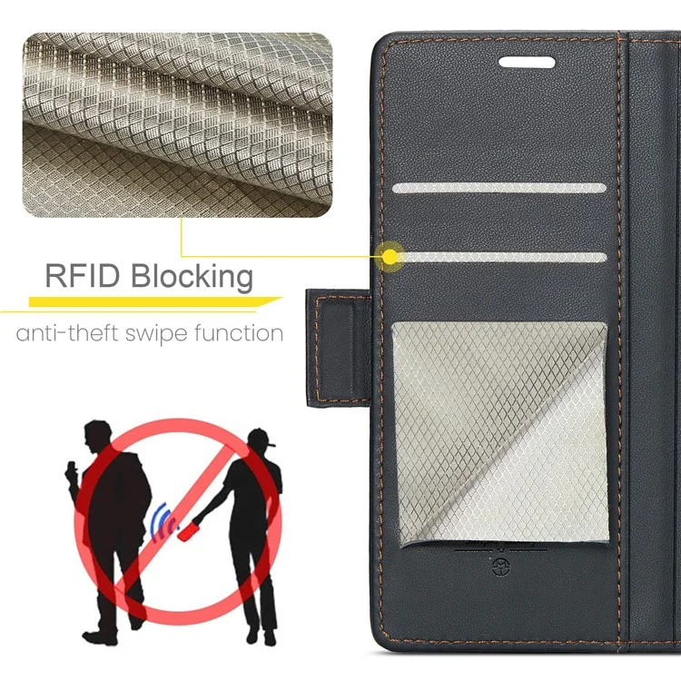 CASEME 023 Series Para Xiaomi 14 Pro Case RFID Blocking Glossy Stand Phone Cover - Preto