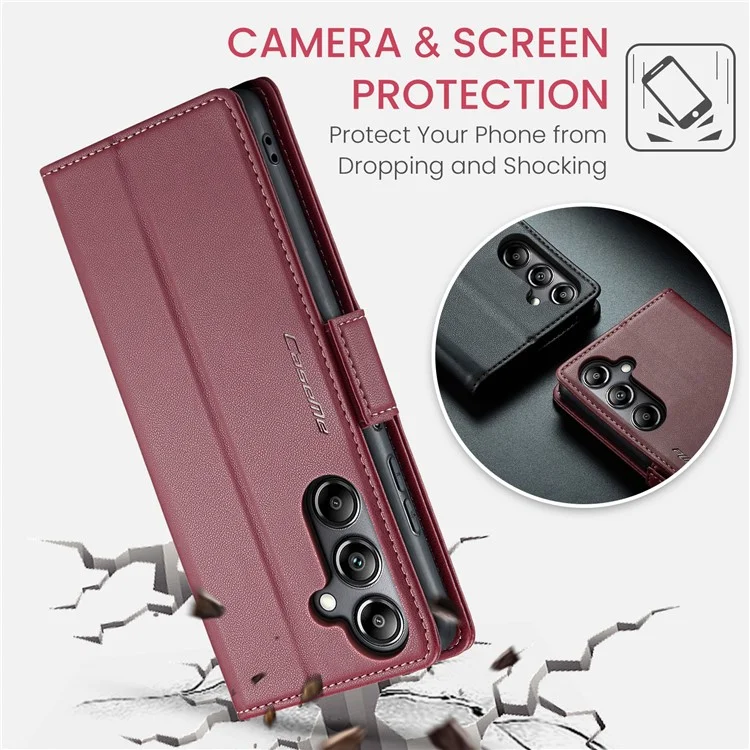 CASEME 023 Series Para Samsung Galaxy A05s 4G Caso RFID Bloqueando 3 Slots de Cartão Capa de Telefone - Vermelho