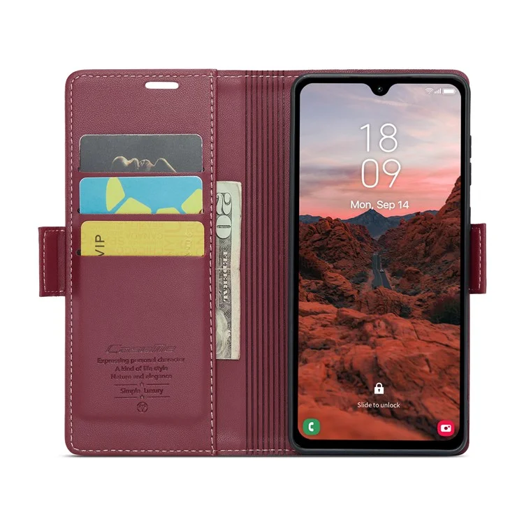 CASEME 023 Series Para Samsung Galaxy A05s 4G Caso RFID Bloqueando 3 Slots de Cartão Capa de Telefone - Vermelho