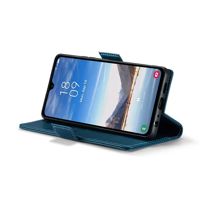 For Samsung Galaxy A05s 4G Leather Case CASEME 023 RFID Blocking 3 Card Slot Mobile Cover - Blue