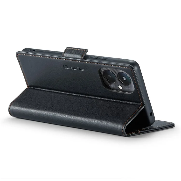 CASEME 023 Serie für Xiaomi Redmi 13C 4G / Redmi 13C 5G / Poco C65 4G Hülle Glossy RFID-blockierende Brieftasche - Schwarz
