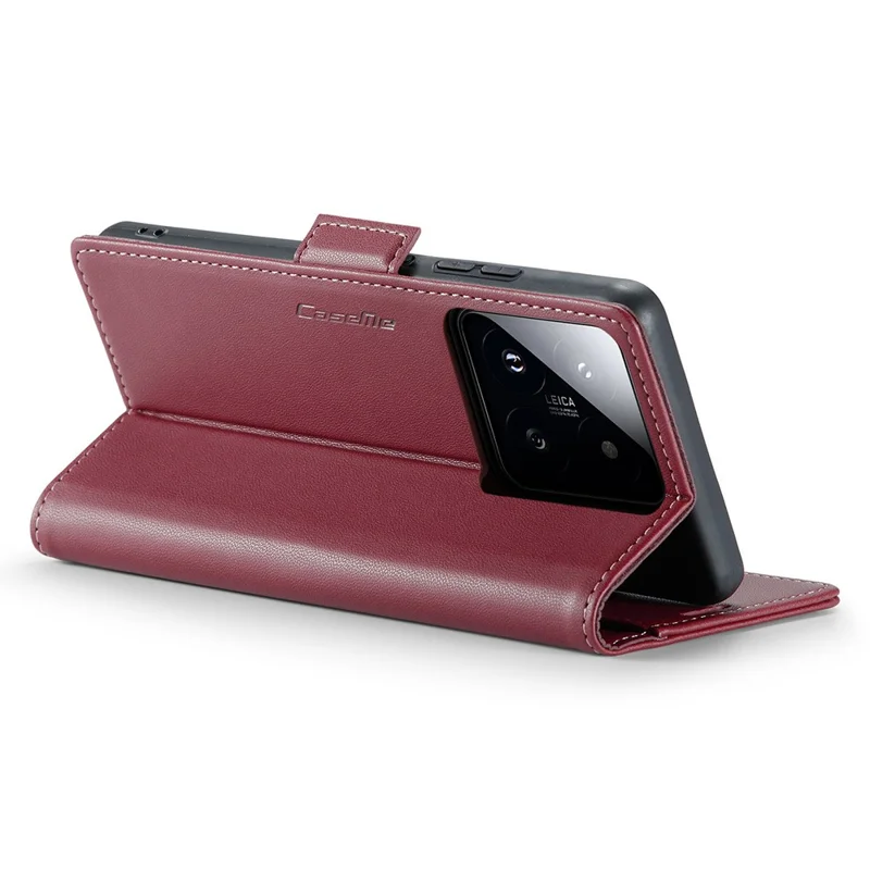 For Xiaomi 14 Magnetic Leather Case CASEME 023 RFID Blocking 3 Card Slot Mobile Cover - Red