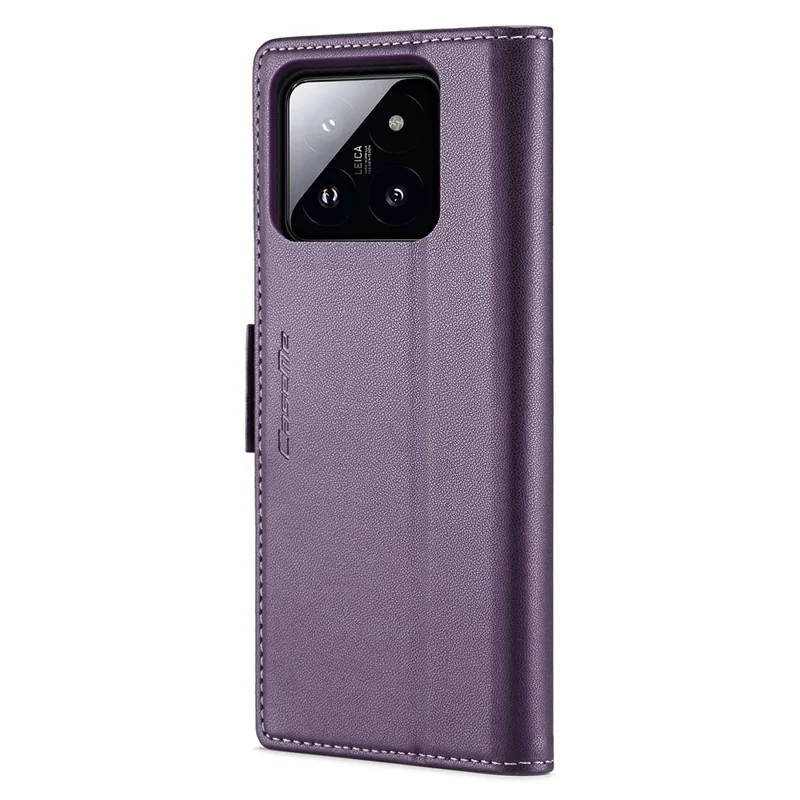 For Xiaomi 14 Magnetic Leather Case CASEME 023 RFID Blocking 3 Card Slot Mobile Cover - Purple