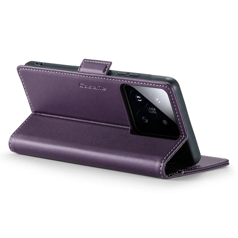 For Xiaomi 14 Magnetic Leather Case CASEME 023 RFID Blocking 3 Card Slot Mobile Cover - Purple