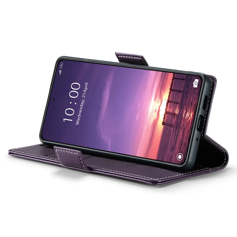 For Xiaomi 14 Magnetic Leather Case CASEME 023 RFID Blocking 3 Card Slot Mobile Cover - Purple