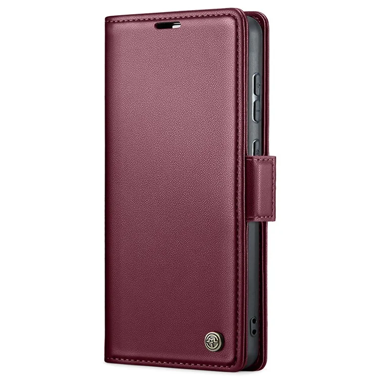 CASEME 023 Série Para Samsung Galaxy A35 5G Case Glossy Litchi Texture Phone Wallet Cover - Vermelho