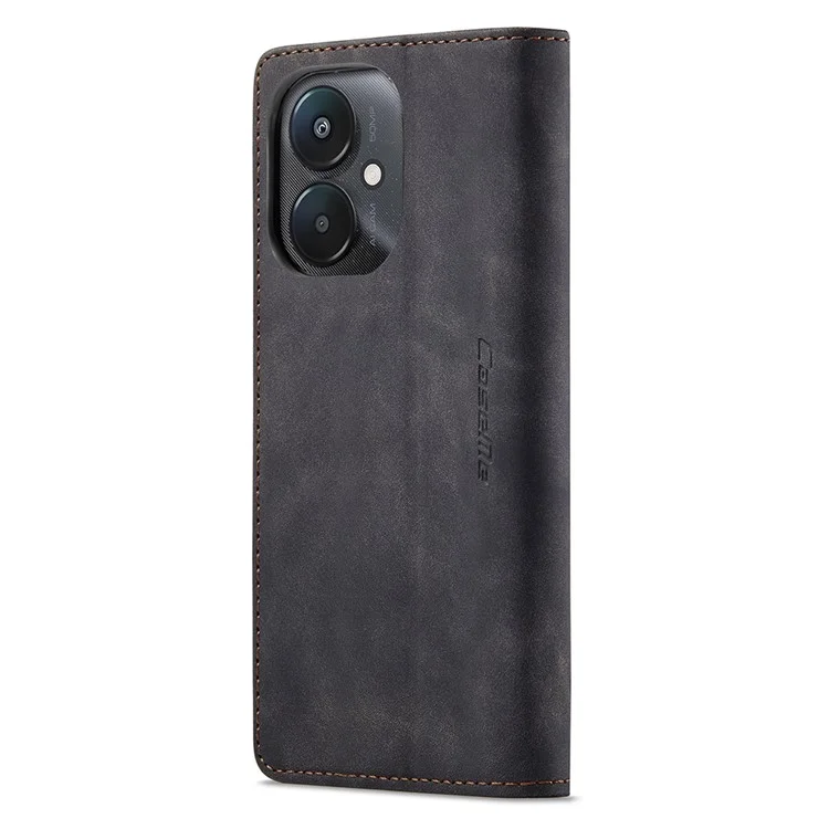 CASEME 013 Serie für Xiaomi Redmi 13C 4G / Redmi 13C 5G / Poco C65 4G Hülle Leder Flip Ständer Handyhülle - Schwarz