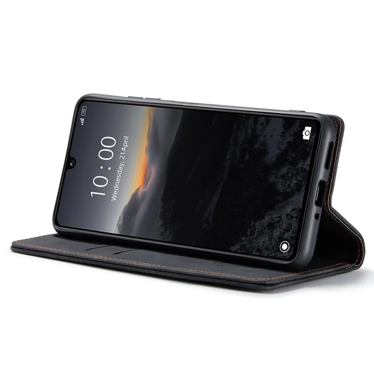 CASEME 013 Serie für Xiaomi Redmi 13C 4G / Redmi 13C 5G / Poco C65 4G Hülle Leder Flip Ständer Handyhülle - Schwarz