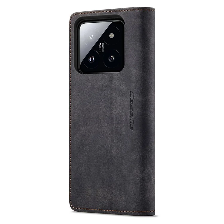 CASEME 013 Series For Xiaomi 14 Pro Case Leather Card Holder Phone Cover Business Style - Black