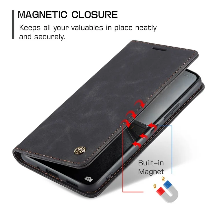 CASEME 013 Series For Xiaomi 14 Pro Case Leather Card Holder Phone Cover Business Style - Black