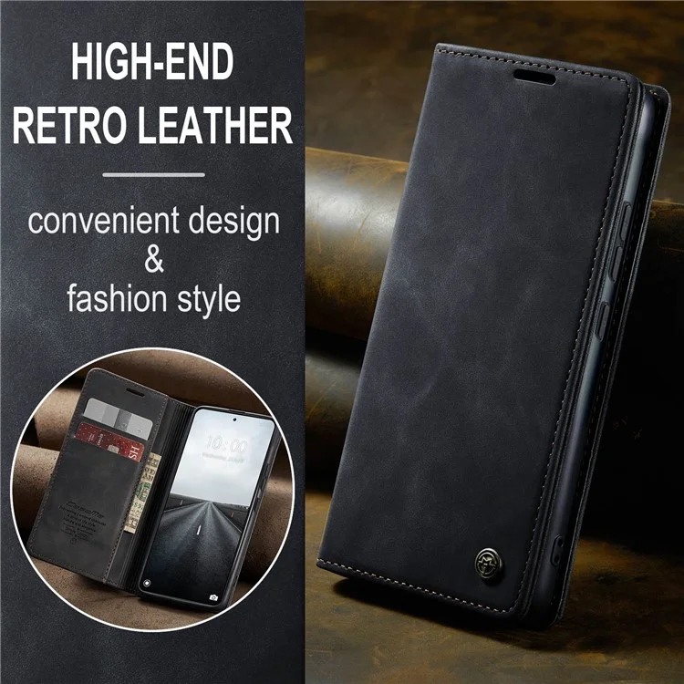 CASEME 013 Series For Xiaomi 14 Pro Case Leather Card Holder Phone Cover Business Style - Black