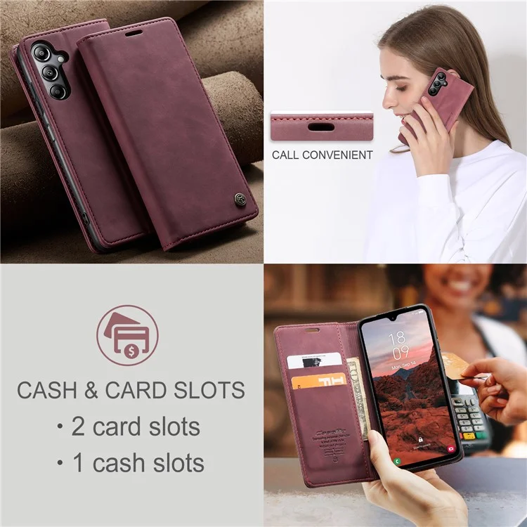 CASEME 013 Serie Für Samsung Galaxy A05s 4G Hülle Business Style View Flip Leder-Telefonhülle - Rot
