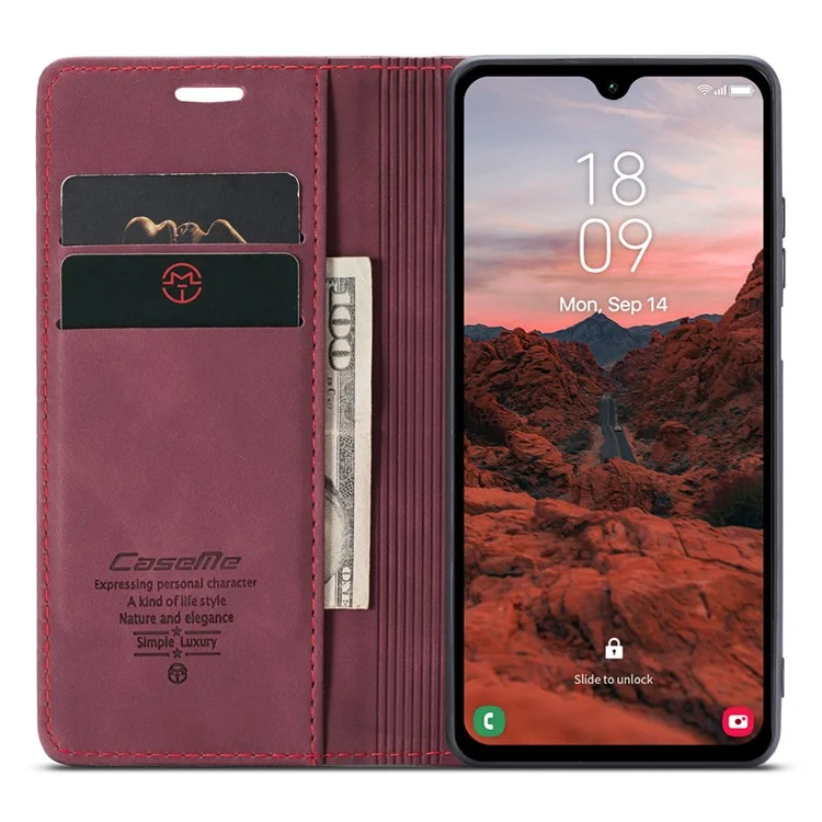 CASEME 013 Serie Für Samsung Galaxy A05s 4G Hülle Business Style View Flip Leder-Telefonhülle - Rot