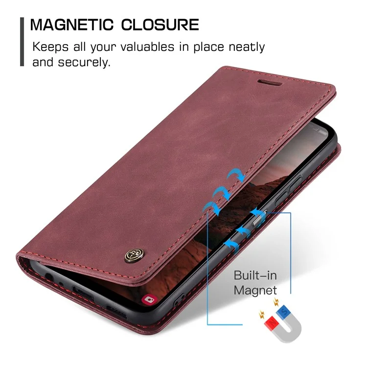 CASEME 013 Serie Für Samsung Galaxy A05s 4G Hülle Business Style View Flip Leder-Telefonhülle - Rot