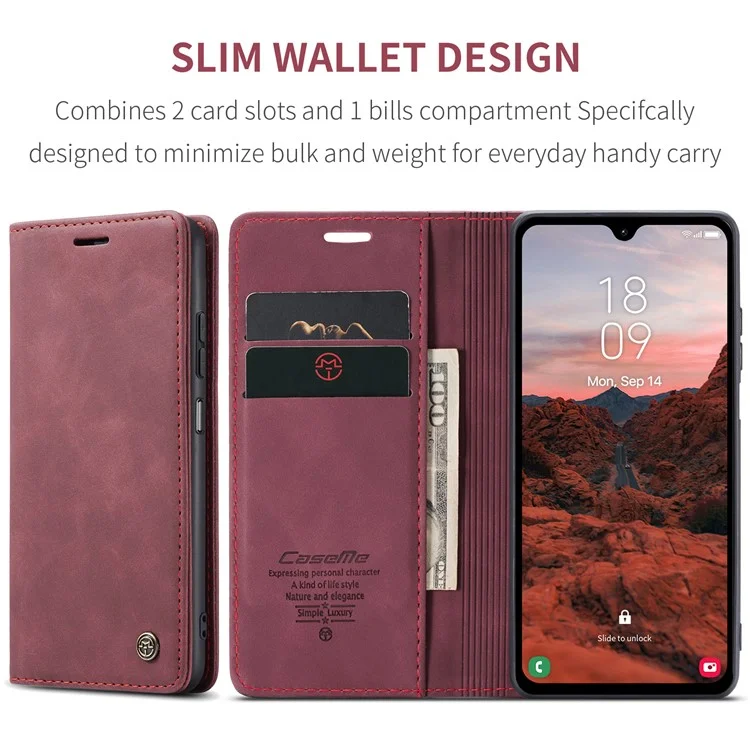 CASEME 013 Serie Für Samsung Galaxy A05s 4G Hülle Business Style View Flip Leder-Telefonhülle - Rot