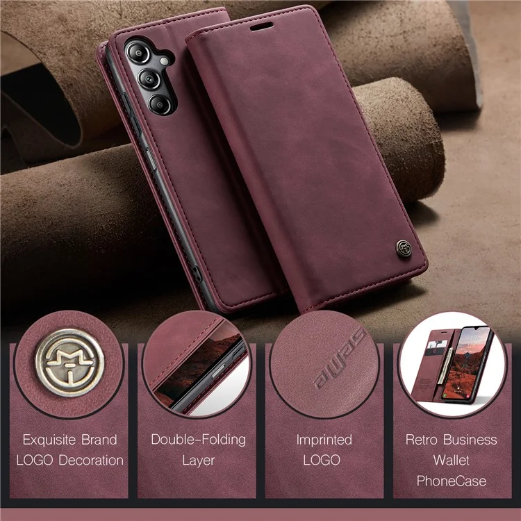 CASEME 013 Serie Für Samsung Galaxy A05s 4G Hülle Business Style View Flip Leder-Telefonhülle - Rot