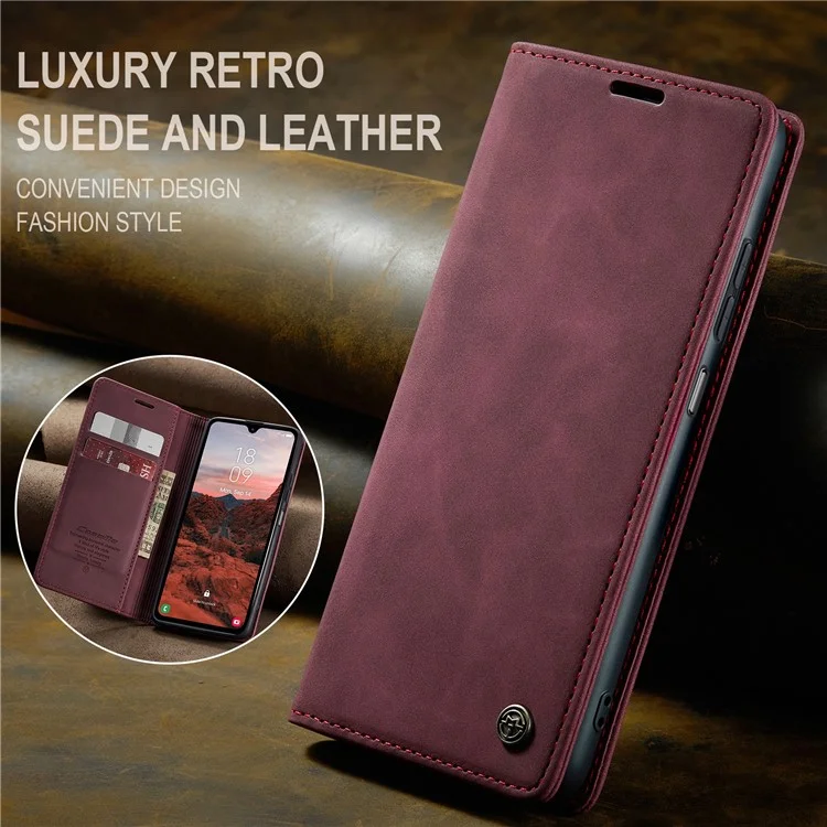 CASEME 013 Serie Für Samsung Galaxy A05s 4G Hülle Business Style View Flip Leder-Telefonhülle - Rot