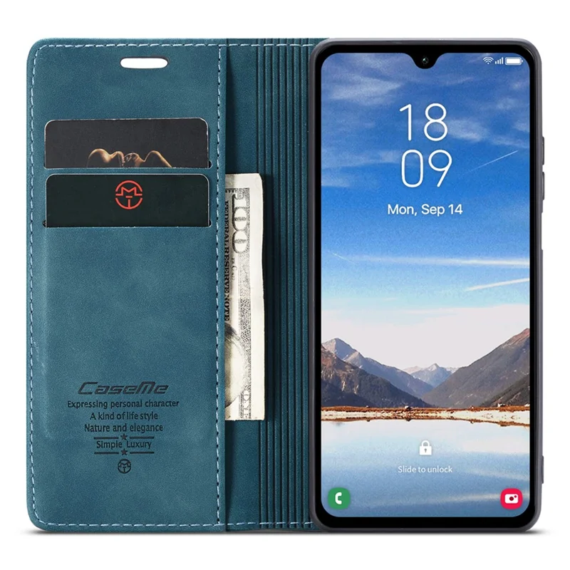 CASEME 013 Series For Samsung Galaxy A05s 4G Case Business Style View Flip Leather Phone Cover - Blue
