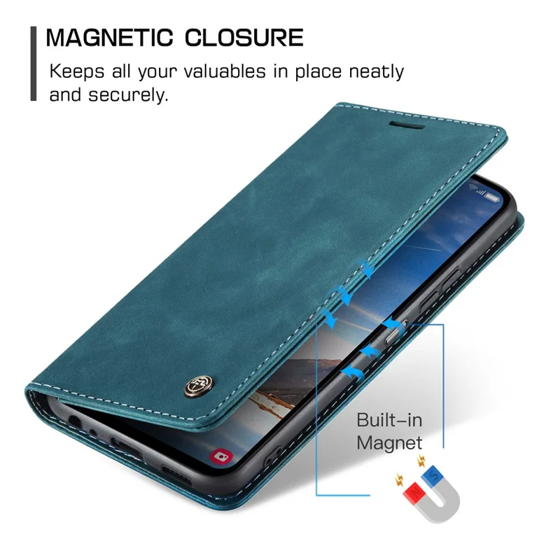 CASEME 013 Series For Samsung Galaxy A05s 4G Case Business Style View Flip Leather Phone Cover - Blue