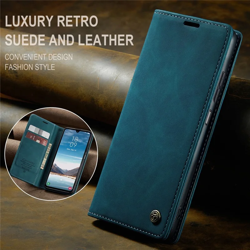 CASEME 013 Series For Samsung Galaxy A05s 4G Case Business Style View Flip Leather Phone Cover - Blue