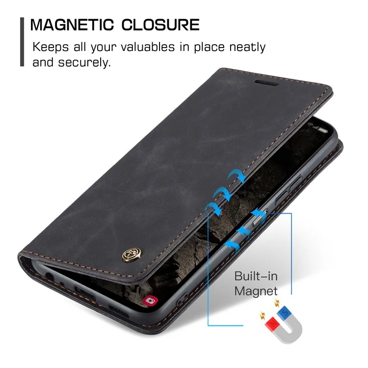 CASEME 013 Series For Samsung Galaxy A05s 4G Case Business Style View Flip Leather Phone Cover - Black