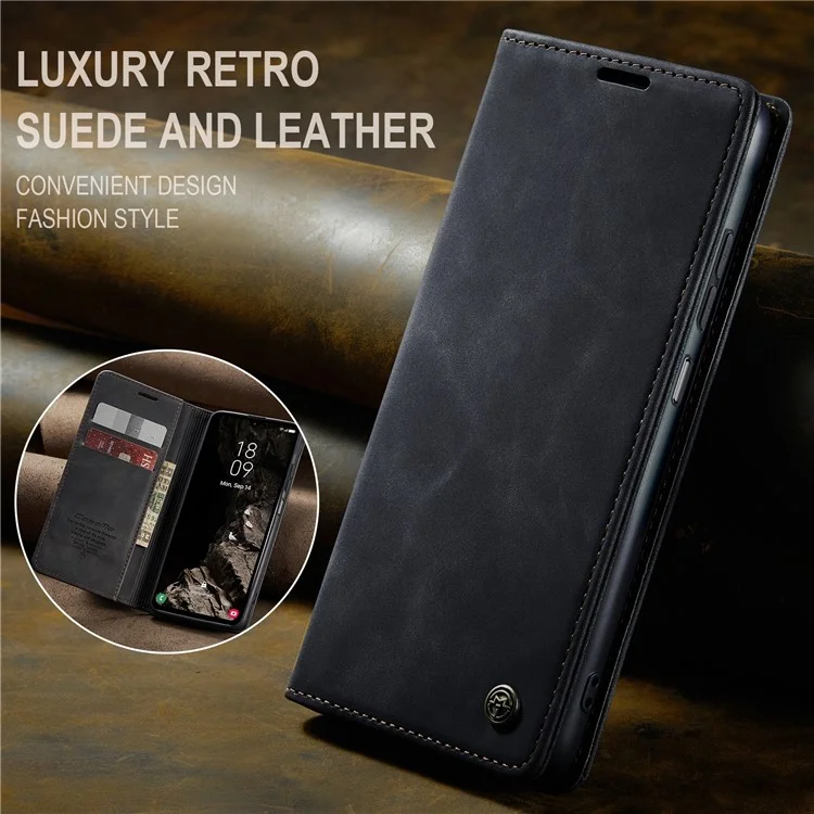 CASEME 013 Series For Samsung Galaxy A05s 4G Case Business Style View Flip Leather Phone Cover - Black