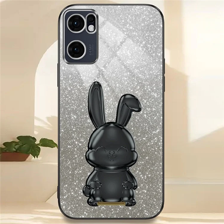 Für Oppo Reno7 5G (Global) Hülle Electroplating PC+TPU Telefonhülle mit herausziehbarem Ständer - Schwarz
