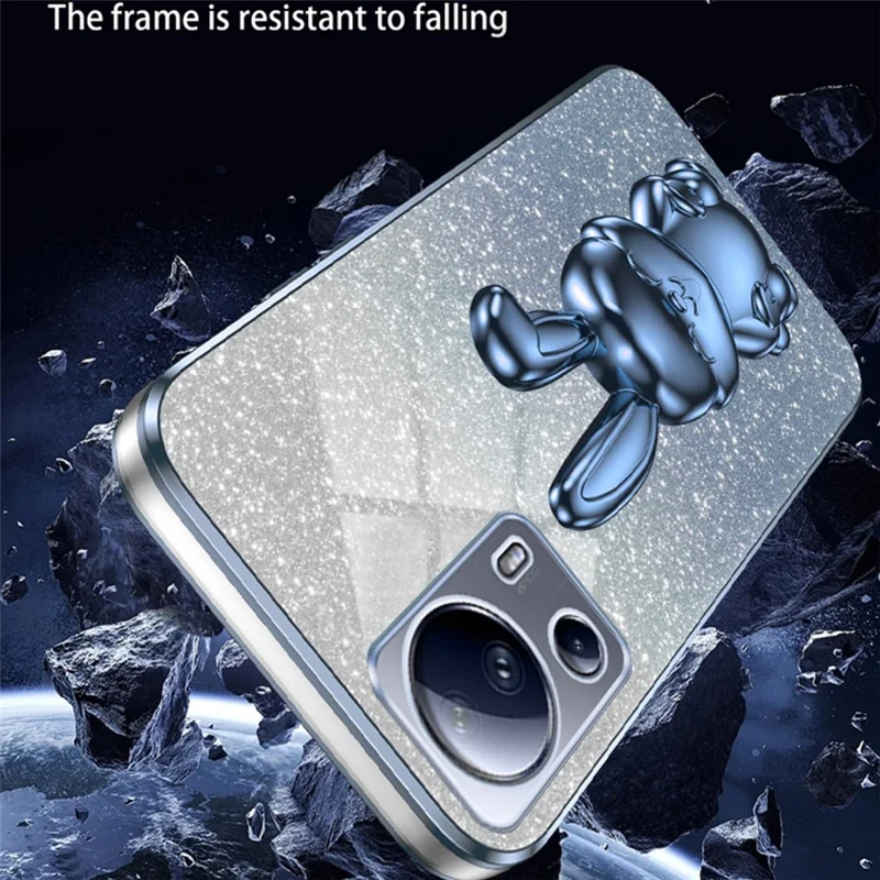 For Xiaomi 13 Lite / Civi 2 5G Case Glitter Rabbit Pull-out Kickstand Phone Cover - Blue