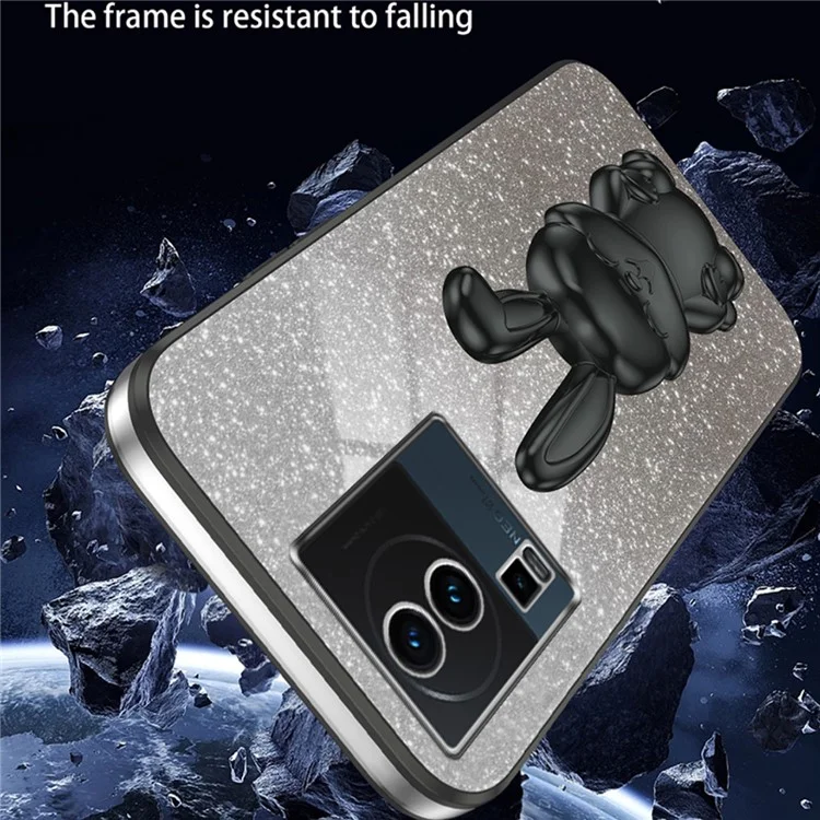 Для vivo iQOO Neo7 5G Cartoon Rabbit Protective Case Mobile Phone Cover with Kickstand - Чёрный