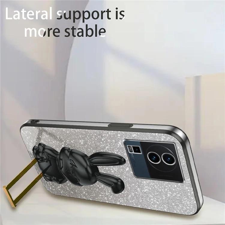 Для vivo iQOO Neo7 5G Cartoon Rabbit Protective Case Mobile Phone Cover with Kickstand - Чёрный