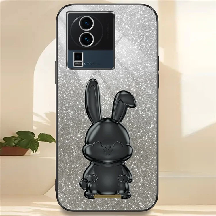 Для vivo iQOO Neo7 5G Cartoon Rabbit Protective Case Mobile Phone Cover with Kickstand - Чёрный