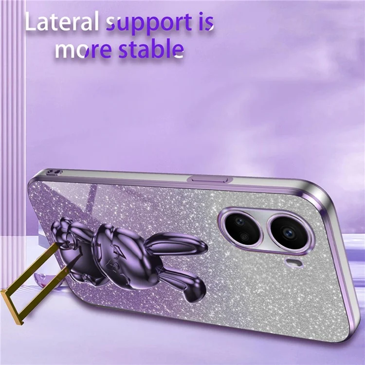 Für Huawei nova 10 SE 4G Case Glitter Powder PC+TPU Anti-Drop-Handyhülle mit ausziehbarem Ständer - Lila