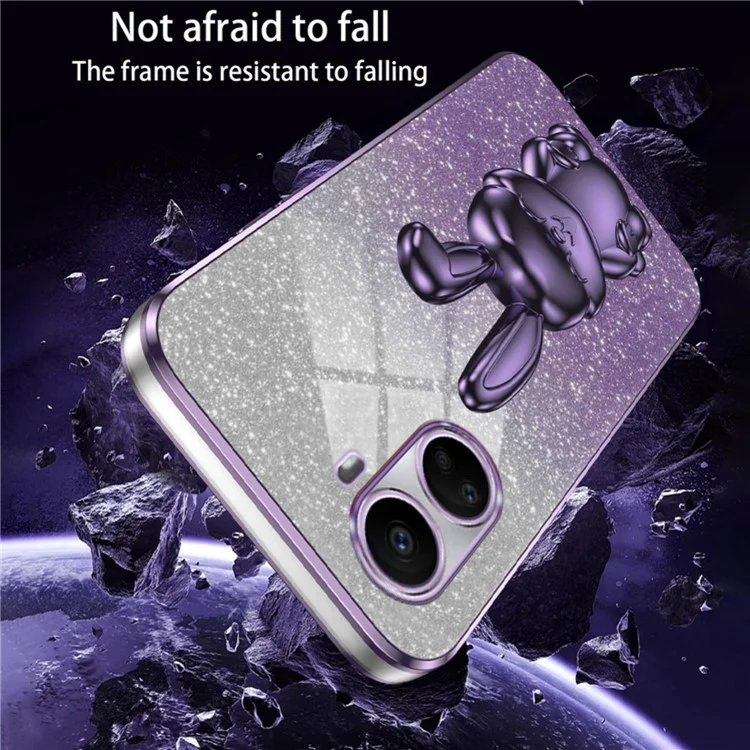 Für Huawei nova 10 SE 4G Case Glitter Powder PC+TPU Anti-Drop-Handyhülle mit ausziehbarem Ständer - Lila