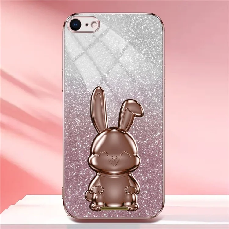 For iPhone 6 / 7 / 8 / SE (2020) / SE (2022) Cartoon Rabbit Kickstand Cover Anti-collision Phone Case - Pink